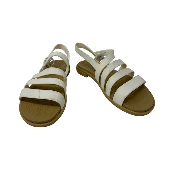 Crocs Size 5 Sandals White Strappy Comfort Vacation Summer Beach Pool‎ Everyday - Picture 1 of 10